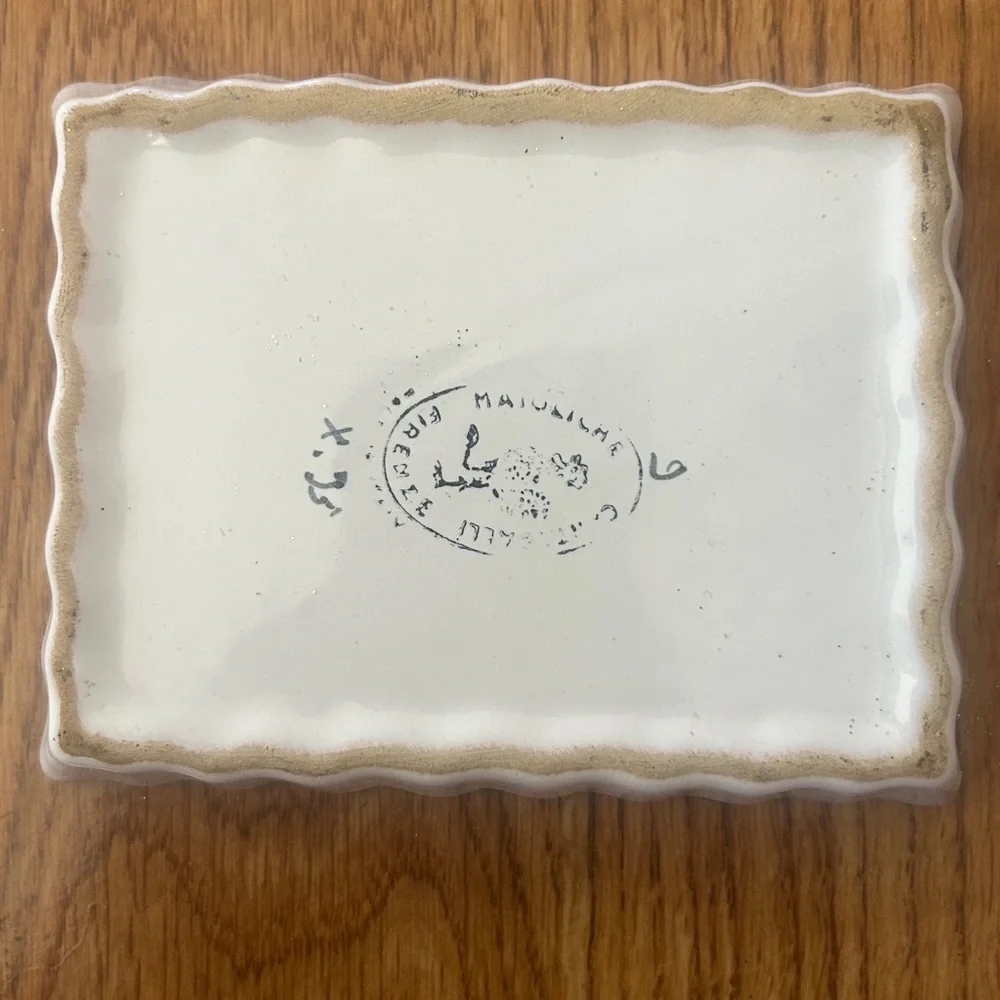 Italy Castelli Handcrafted Ceramic Art small Gold and Blue Accents - Picture 8 of 11